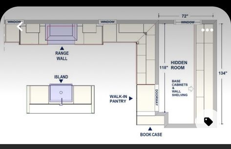 Pantry Dimensions, Pantry Plans, Pantry Layout, Kitchen Floor Plan, Hidden Pantry, Desain Pantry, Pantry Room, Kabinet Dapur, Kitchen Floor Plans