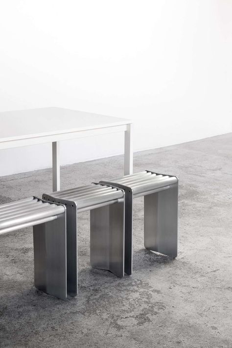 5052 Seating System – Minimalissimo Steel Aesthetic, Tube Chair, Wire Furniture, Modular Bench, Pvc Furniture, Stainless Steel Bench, Steel Furniture Design, System Furniture, Stainless Steel Furniture