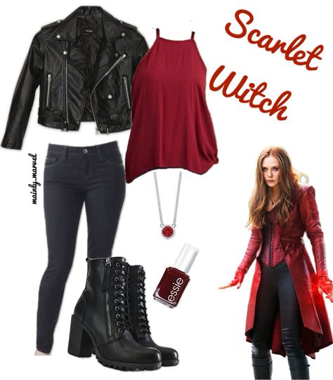 Scarlet Witch everyday outfit. Scarlet Witch Aesthetic Outfits, Scarlet Witch Outfit Ideas, Wanda Inspired Outfit, Scarlet Witch Inspired Outfits, Scarlet Witch Disneybound, Scarlet Witch Casual Outfit, Wanda Maximoff Casual Outfit, Scarlet Witch Outfit, Wanda Outfit Scarlet Witch