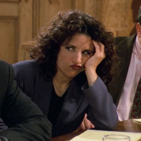 Julia Louis Dreyfus 90s, Elaine Core, Winter Celebrities, Jennifer Aniston Hair Color, Banana Juice, Feeling Crappy, Seinfeld Kramer, Seinfeld Quotes, Elaine Benes