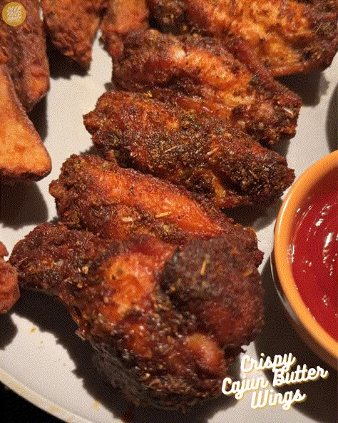 Crispy Cajun Butter Wings • deepfriedhoney Cajun Wing Sauce Recipe, Creamy Cajun Chicken Wings, Cajun Butter Wings, Cajun Ranch Wings, Cajun Fried Turkey Wings, Cajun Chicken Wings Air Fryer, Cajun Wings, Cajun Butter, Creole Recipes