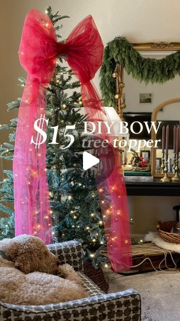 Bow Christmas Tree Topper, Diy Tree Topper, Bow Christmas Tree, Christmas Bows Diy, Diy Christmas Tree Topper, Tulle Bow, Tree Topper Bow, Christmas Tree Bows, Creative Christmas Trees