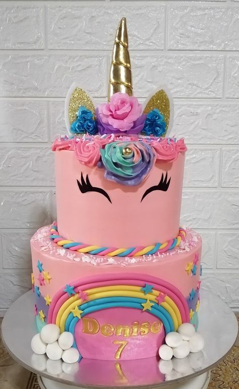 Unicorn Cake Design, Frozen Birthday Cake, Birthday Cake With Flowers, Irish Cottage, Bolo Fake, Unicorn Cake, Frozen Birthday, Birthday Decoration, Girl Cakes