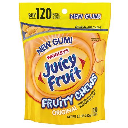 Wrigley's Juicy Fruit Sugar-Free Original Flavor Fruity Chews Gum, 120 Pieces Chewing Gum Benefits, Juicy Fruit Gum, Chewing Gum Brands, Gum Removal, Gum Flavors, Bubble Gum Flavor, Taffy Candy, Fruit Chews, Irish Breakfast