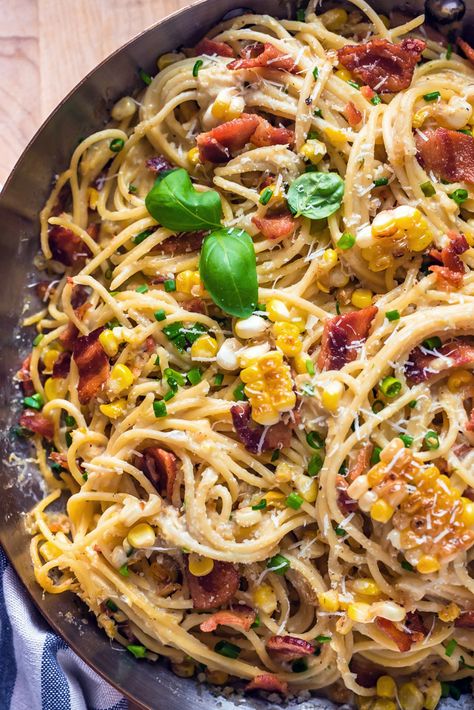 Corn Carbonara, Spring Carbonara, Spicy Corn Carbonara, Spicy Crab And Corn Pasta, Corn And Bacon Pasta, Bacon Corn Pasta, Easy Bacon Carbonara Pasta, Creamy Chicken And Corn Pasta With Bacon, Bacon Carbonara