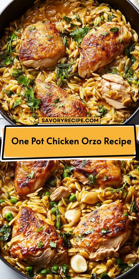 Want to impress your family with a delightful Mediterranean dinner? This One Pot Chicken Orzo Recipe is not only tasty but also incredibly easy to make. With minimal cleanup, it’s perfect for busy nights. Be sure to save this recipe for a quick and flavorful meal option! Chicken And Mushroom Orzo, One Pot Chicken Orzo, Mushroom Orzo, Creamy Orzo, Orzo Recipe, Recipes By Ingredients, Chicken Mushrooms, Chicken And Mushroom, Savory Recipe