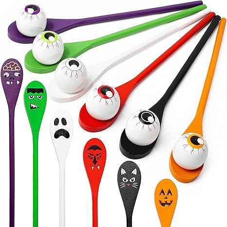 Halloween spoon and egg race game kit for Halloween party or carnival #halloweenparty #halloweencarnival #halloweenfun Egg Race, Halloween Eggs, Egg And Spoon Race, Days Till Halloween, Halloween Bingo, Halloween Party Snacks, Halloween Countdown, Halloween Party Games, Kids Gift Guide