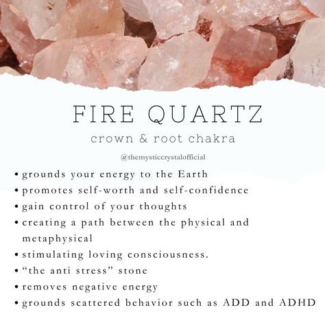 Find out more information about Fire Quartz on my website. Follow the link for more details. Ethically sourced crystals are available for sale there as well! Don't forget to subscribe to our newsletter Fire Quartz Properties, Fire Quartz Meaning Crystal Healing, Fire Quartz Crystal Meaning, Strawberry Quartz Crystal Meaning, Hematoid Quartz Meaning, Fire Quartz Meaning, Quartz Crystal Meaning, Crystal Knowledge, Earth Vibes