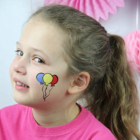 Birthday Face Painting, Balloon Face Paint, Super Easy Face Paint, Disney Face Paint Easy, Small Easy Face Painting Ideas, Easy Face Painting Ideas For Boys, Birthday Face Paint, Carnival Face Painting Ideas, Face Paint Easy For Kids