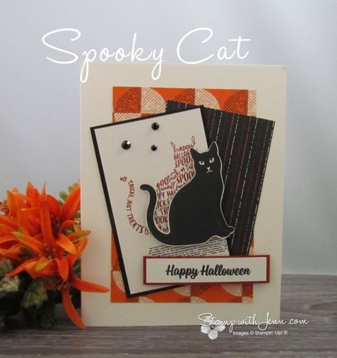 If you like to make Halloween cards or treats, check out the spooky cat bundle. Bundle includes stamp set and cat punch. See a card and a treat made with this bundle. Boo Cards, Punch Halloween, Witches Party, Spooky Cats, Spooky Cat, Cards Halloween, Carte Halloween, Halloween Cards Handmade, Cricut Halloween