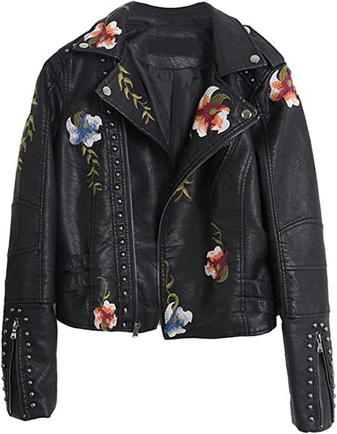 Embroidery Coat, Faux Leather Jacket Women, Short Coats Women, Leather Coat Womens, Pu Jacket, Casual Outwear, Estilo Real, Print Embroidery, Outwear Coat