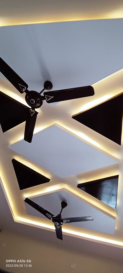 Pop Design For Hall For Two Fan, False Ceiling With Two Fans, Jipsam Ceiling Hall, Intirear Design, Falls Ceiling Designs, Celing Pop Design, 2 Fan False Ceiling Design, Double Fan False Ceiling Design, False Ceiling For Hall