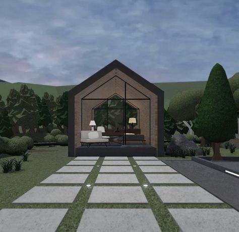 Bloxburg Nordic House, Minimalist Bloxburg House Exterior, Bloxburg Backyard Ideas Modern, Bloxburg Modern Garden, Bloxburg Front Yard Ideas Modern, Bloxburg Concrete House, Bloxburg Exterior Ideas Modern, Bloxburg Modern Houses, Bloxburg House Ideas Exterior Modern