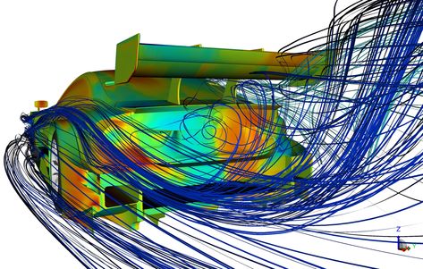 BMW M4 DTM: a detailed look at computational fluid dynamics - http://www.bmwblog.com/2017/03/30/bmw-m4-dtm-detailed-look-computational-fluid-dynamics/ Flow Visualization, Cfd Simulation, Aviation Mechanic, Computational Fluid Dynamics, Ground Effects, Automobile Engineering, Aerodynamic Design, Bmw Motorsport, Fluid Dynamics