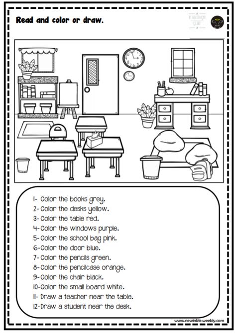 Things In The Classroom Worksheet, School Rules Worksheet, Classroom Language Worksheet, Excersise For Kids, School Rules Activities, Classroom Object, Ivan Cruz, School Objects, Classroom Objects