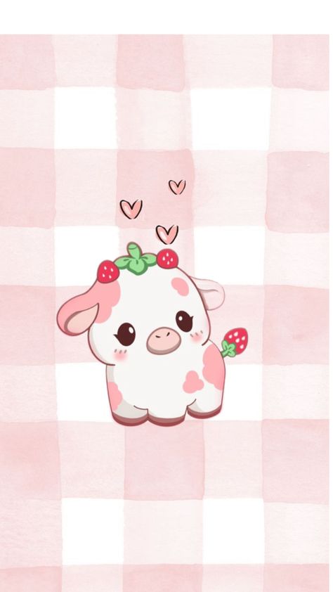 Strawberry Cow Wallpaper Aesthetic, Pink Cow Aesthetic, Cute Cow Print Wallpaper, Pink Cow Wallpaper, Strawberry Cow Wallpaper, Strawberry Cows, Cow Pics, Cow Background, Aphmau Wallpaper