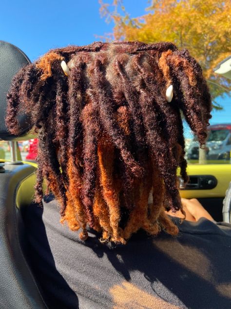 Brown And Orange Locs, Ginger And Brown Locs, Blonde And Ginger Locs, Brown And Blonde Locs, Chocolate Brown Locs, Honey Brown Locs, Locs Colors, Brown Locs, Ginger Locs