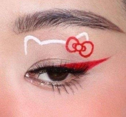 Drag Make-up, Hello Kitty Tattoos, Hello Kitty Makeup, Cute Eye Makeup, Face Paint Makeup, Swag Makeup, Hello Kitty Nails, Dope Makeup, Eye Makeup Designs