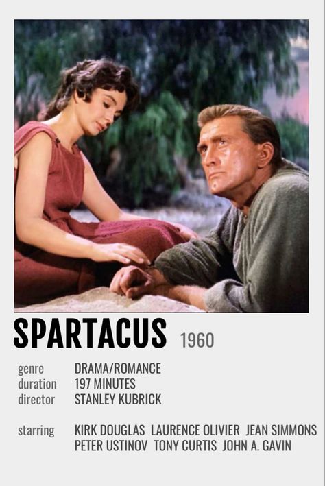 Spartacus Movie, Movie Polaroid Posters, Peter Ustinov, Jean Simmons, Polaroid Posters, Tony Curtis, Kirk Douglas, Polaroid Poster, Films To Watch