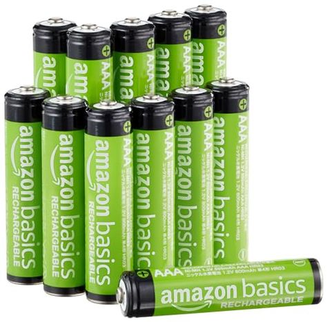 Amazon Basics 12-Pack Rechargeable AAA NiMH Performance Batteries, 800 mAh, Recharge up to 1000x Times, Pre-Charged Best Solar Lights, Portable Game Console, Camera Digital, Amazon Basics, Battery Accessories, Battery Storage, Remote Controls, Wireless Earbuds, Video Game Console