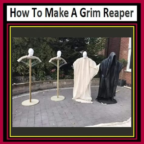 How To Make A Grim Reaper Diy Halloween Grim Reaper, Diy Reaper Decoration, Reaper Halloween Decoration, Diy Halloween Decorations Outdoor Grim Reaper, Halloween Reaper Diy, Grim Reaper Yard Decoration Diy, Diy Giant Grim Reaper, Diy Grim Reaper Decoration, Diy Grim Reaper Prop