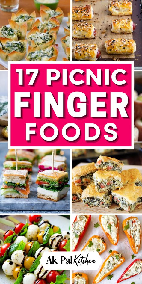 Enjoy our simple summer picnic finger foods. From portable snacks to summer appetizers to bite-sized treats and picnic sandwiches, these summer finger foods are sure to satisfy your cravings while you bask in the autumn ambiance. These picnic snacks are perfect for munching on the go. Explore our collection of easy picnic appetizers, from bite-sized treats to sandwich bites and mini quiches. Create a stunning grazing platter with a variety of skewer recipes, cheese, and charcuterie. Easy Lunch Finger Foods, Snack To Share Parties, Picnic Finger Foods Simple, Snack Platters Finger Foods, Finger Sandwich Recipes Simple, Mini Sandwiches For Picnic, Sandwhich Appetizers Summer, Finger Foods For Party Halloween, Finger Foods For Camping