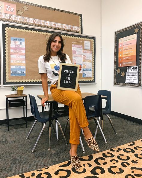 Tan Bulletin Board Ideas, Cheetah Office Decor, Leopard Bulletin Board Ideas, Aztec Classroom Theme, Cheetah Print Classroom Decor, Neutral Bulletin Board Classroom, Classroom Neutral Decor, Neutral Classroom Decor Bulletin Boards, Cheetah Classroom Theme