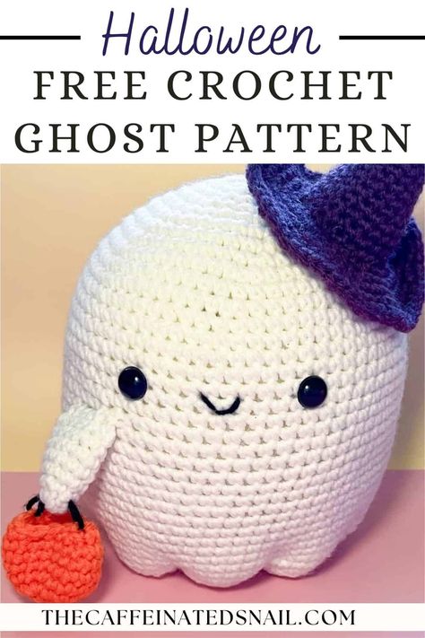 This spooktastic friendly ghost is easy to make with my Free Crochet Ghost Pattern! Ghosts, witches, and trick or treating oh my! Add this crochet ghost pattern to your crochet Halloween arsenal. Free crochet ghost pattern ready for trick or treating! #crochet #crochetghost #freepattern #freecrochetpattern #halloweencrochet Large Crochet Ghost Pattern Free, Beginner Crochet Ghost, Ghost Plush Crochet Pattern Free, Chunky Ghost Crochet Pattern, Ghost Plush Crochet Pattern, Ghost Crochet Pattern, Crochet Halloween Patterns Free, Ghost Crochet, Crochet Fall Decor