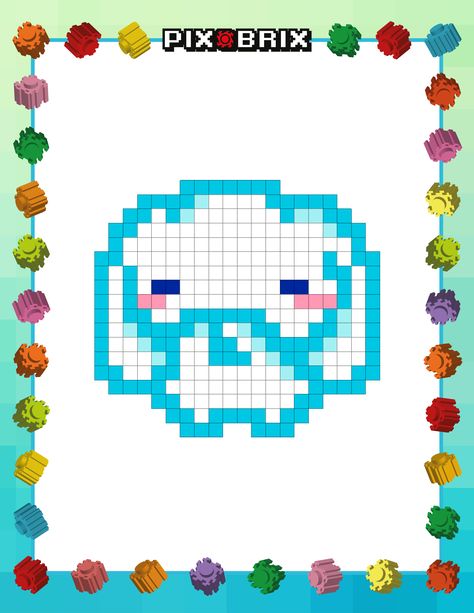 Sanrio Cinnamoroll PIX BRIX Pixel Art Template Instructions  Free Printable!  Find video tutorials and instructions on Pix Brix's YouTube channel.  pixbrix, tutorials, instructions, magic blocks, diamond blocks, hama beads, perler beads, diamond painting, lego, educational toys, stem toys, puzzle, pinterest ideas, printable, free printable, Cinnamon Roll Perler Beads, Beads Perler, Hamma Beads, Easy Pixel Art, Pixel Art Templates, Beads Ideas, Pinterest Ideas, Sanrio Cinnamoroll, Art Template