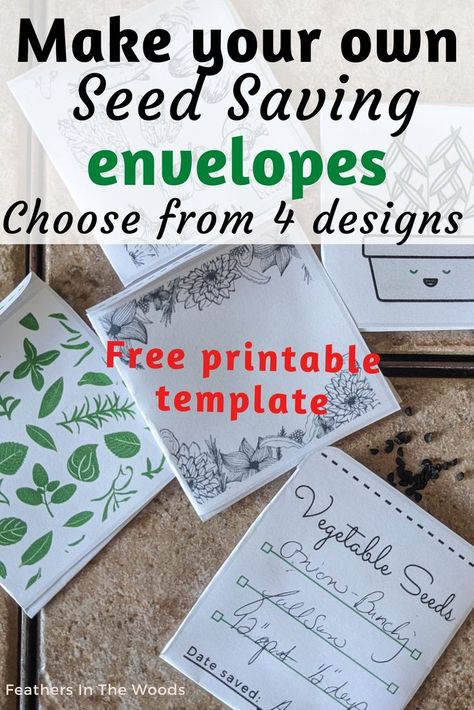 Craft: seed envelopes made on a printer using free template Seed Saving Envelopes Free Printable, Free Printable Seed Packets Envelope Templates, Seed Envelopes Diy Free Printable, Seed Packets Diy Free Printable, Gifts For Gardeners Men, Seed Organization, Garden Journals, Seed Saving Envelopes, Diy Seed Packets