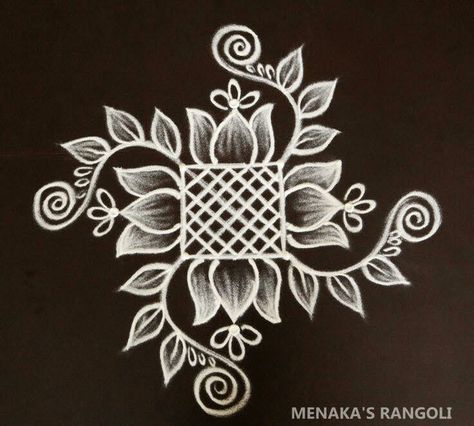 Muggulu Design Simple, Design With Dots, Easy Muggulu, Easy Rangoli Designs Videos, Very Easy Rangoli Designs, Rangoli Designs Photos, Dots Rangoli, Simple Kolam, Easy Rangoli Designs Diwali