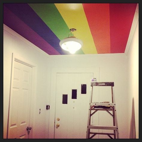 rainbow ceiling by sarakenobi, via Flickr Rainbow Ceiling, Rainbow Room Kids, Teen Room Designs, Rainbow Kitchen, Rainbow Bedroom, Ceiling Painting, Rainbow House, Small Home Offices, Rainbow Room