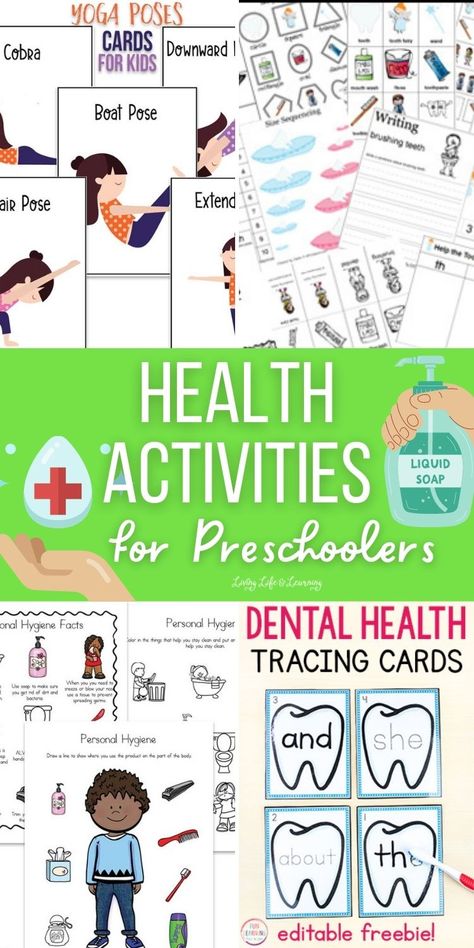 Health And Wellness Preschool Activities, Health For Kindergarten Lesson Plans, Preschool Personal Hygiene Activities, Health And Hygiene Activities For Kids, Health And Wellness Lesson Plans, Health Activities For Preschool, Wellness Printables, Personal Hygiene Activities, Healthy Habits Preschool