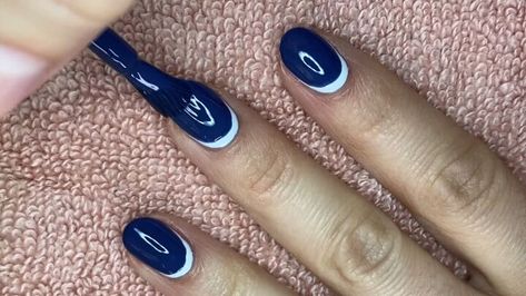 Reverse French Manicure Half Moons, Reverse French Nails Half Moon Manicure, Coloured French Manicure, French Manicure With A Twist, Reverse French Nails, Reverse French Manicure, Half Moon Manicure, Reverse French, Half Moon Nails