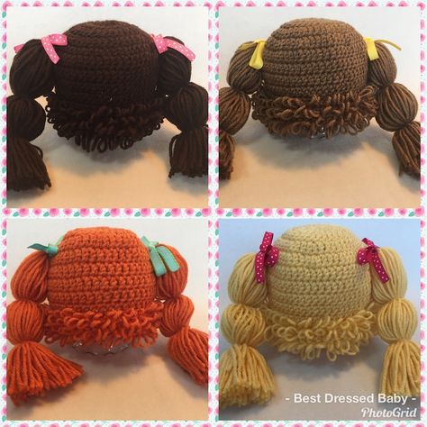 Cabbage Patch Kids Costume, Cabbage Patch Costume, Cabbage Patch Hat, Baby Diy Sewing, Cabbage Patch Babies, Children Costumes, Crochet Costumes, Kids Wigs, Doll Halloween Costume