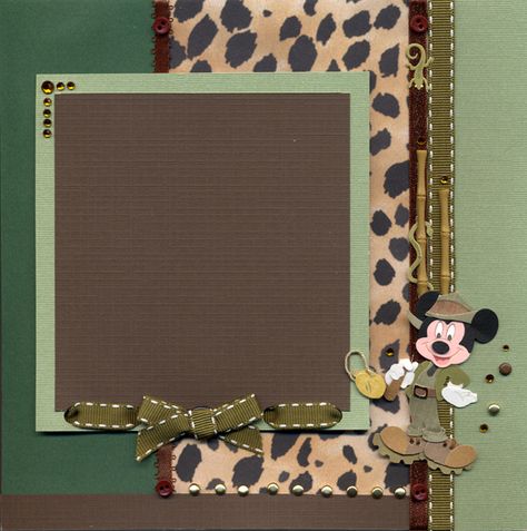 Wild Kingdom Right Page - Scrapbook.com Travel Book Layout, Paper Bag Scrapbook, Disney Scrapbooking Layouts, Recipe Scrapbook, Disney Cards, Disney Scrapbook Pages, Wild Kingdom, Disney Memories, Disney Scrapbook