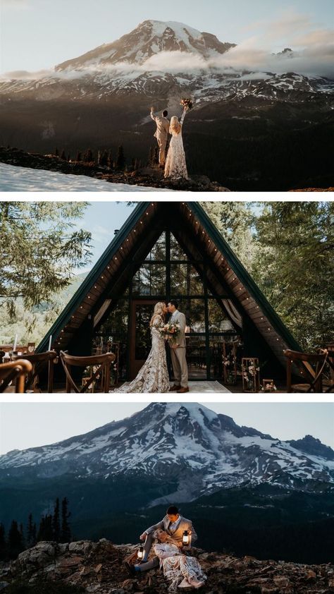 Mt Rainier National Park Wedding, Washington Elopement Photography, National Park Elopement Ideas, Woodsy Elopement Wedding, Mount Rainier National Park Elopement, Mt Rainier National Park Elopement, Mountain Elopement Bouquet, Mount Ranier Wedding, My Rainier Elopement