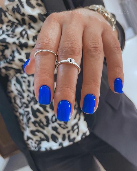 Blue Shellac Nails, Pressed On Nails, Nails Short Medium, Shellac Nails Summer, Nail Jelly, Jelly Stickers, Blue Press On Nails, Gel Lak, Sns Nails Colors