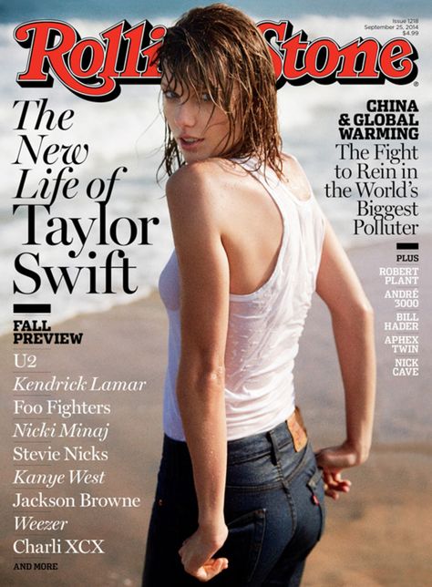 Taylor Swift in Levi's on the cover of Rolling Stone magazine. Rolling Stone, Wet Hair, Taylor Swift, Swift, A Woman, The Beach, Walking, Stone, Hair