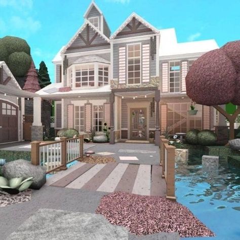 #roblox #robloxbuild #bloxburg #robloxgame Aesthetic House Exterior, Cottage Core Bloxburg House, Two Story House Design, House Plans With Pictures, Bloxburg House Ideas Layout, Bloxburg House Ideas 2 Floor, House Decorating Ideas Apartments, Tiny House Layout, Diy House Plans