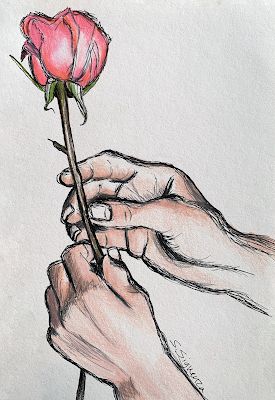 Hand With Rose Drawing, Hand Holding Flower Sketch, Hand Sketches Aesthetic, Drawings Of Hands Sketches, Hand Holding Rose Drawing, Rose Hand Drawing, Hand Holding Flower Drawing, Drawing Of Hands Holding, Mind Sketch