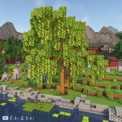 Willow Tree Minecraft, Minecraft Willow Tree, Tree In Minecraft, Tree Portal, Tree Minecraft, Minecraft Nostalgia, Garden Minecraft, Minecraft Tree, Minecraft Garden