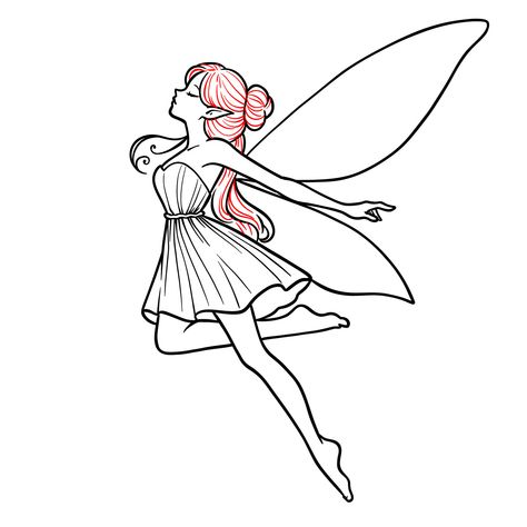 How to Draw Fairies: 6 Easy Drawing Guides in 1 Fantasy Art Drawing Fairy, Fairy Art Simple, Fantasy Fairy Drawing, A Fairy Drawing, Easy To Draw Fairy, Funny Fairy, Easy Faries Drawings, Easy Drawings Of Fairies, Fairy Simple Drawing