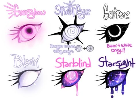 Fantasy Eye Reference, Mythical Eyes Drawing, Pupil Ideas Drawing, Different Eyes Drawing Cartoon, Eyes Pupil Drawing, Space Eyes Drawing, Characters With Multiple Eyes, Puppet Oc Base, Demon Ideas Character Design