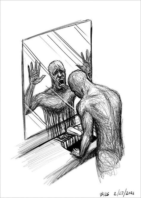 Person In A Box Drawing, Dissapointment Drawings, Caged Mind Art, Guy Yelling Drawing, Fear Of Rejection Art, Messed Up Drawings, Derealization Sketch Tattoo, Trapped In My Mind Draw, Confused Feelings Drawings