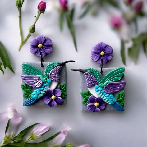 🦜 The shimmering colors and intricate details bring these delicate birds to life. Perfect for adding a touch of nature-inspired elegance to any outfit! These handmade hummingbird polymer clay earrings are a delightful addition to your jewelry collection, capturing the beauty and grace of these tiny, vibrant birds. 🦜 Size length - 4cm 🦜 Material These earrings are handmade using polymer clay, a versatile, lightweight, and durable material that can be molded and shaped into a variety of forms. Polymer Clay Butterfly Earrings, Polymer Clay Birds, Clay Butterfly Earrings, Masc Cottagecore, Polymer Clay Butterfly, Vibrant Birds, Polymer Clay Embroidery, Polymer Clay Jewelry Tutorials, Metal Clay Jewelry