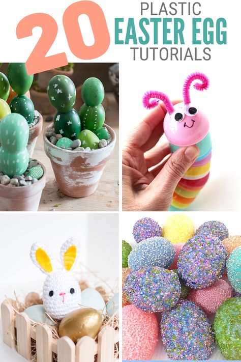 You can do so much more with a plastic egg than fill it with candy! Click here for 20 Crafts with Plastic Easter Eggs each with a tutorial.#thecraftyblogstalker#plasticeastereggcrafts#plasticeggcrafts#eggcrafts Lightning Bug Crafts, Easy Fabric Flowers, Creative Craft Ideas, Easter Baskets To Make, Easter Egg Garland, Trending Crafts, Bug Crafts, Easter Food, Plastic Easter Eggs