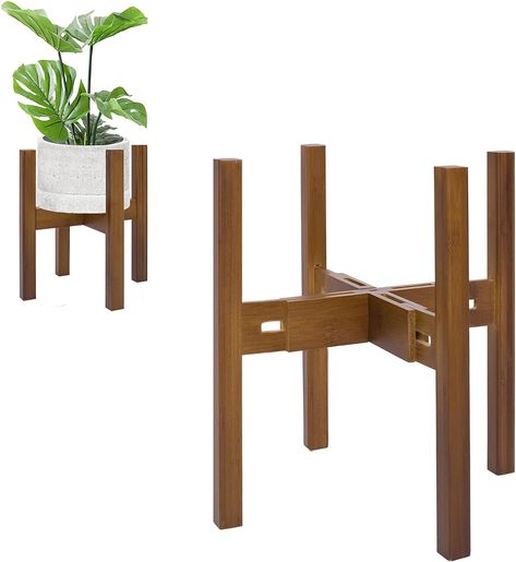 Adjustable Plant Stand Indoor, Bamboo Mid Century Modern Plants Stands, Stable Plant Holder, Fit 8 9 10 11 12 inch Pots (Pot & Plant Not Included) #ad #plantstand #plantvibes Wooden Plant Stands Indoor, Indoor Bamboo, Mid Century Modern Plant Stand, Mid Century Modern Plants, Corner Plant, Support Pour Plante, Modern Plant Stand, Wooden Plant Stands, Support Plante