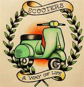 I like the overall look of the colors, as well as the way the banner looks with the wreath. Vespa Tattoo, Skinhead Tattoos, Vespa Logo, Ems Tattoos, Skinhead Fashion, Mod Scooter, Traditional Tattoo Sleeve, Celtic Tattoos, Classic Tattoo