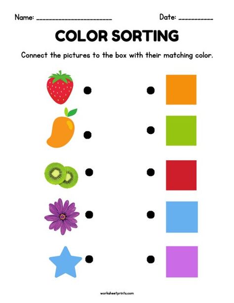 Sorting Colors Worksheet | Kindergarten Worksheets Free Sorting Worksheets For Kindergarten, Matching Worksheets For Preschool, Color Matching Preschool, Learning Colors Preschool, Colors Worksheet, Learning Colors For Kids, Color Worksheets For Preschool, Shape Worksheets For Preschool, Worksheet Kindergarten